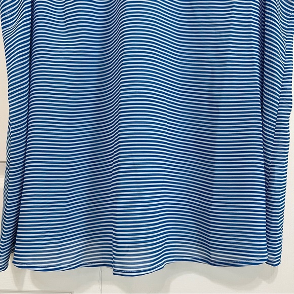 ModCloth Sheer Sleeveless Blue/White Stripe Blouse Pineapple Embroidery Size 1X - Picture 8 of 11